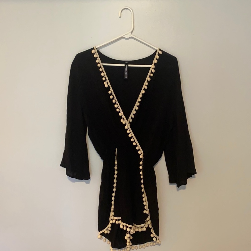 Design Lab Black Pom Pom Romper